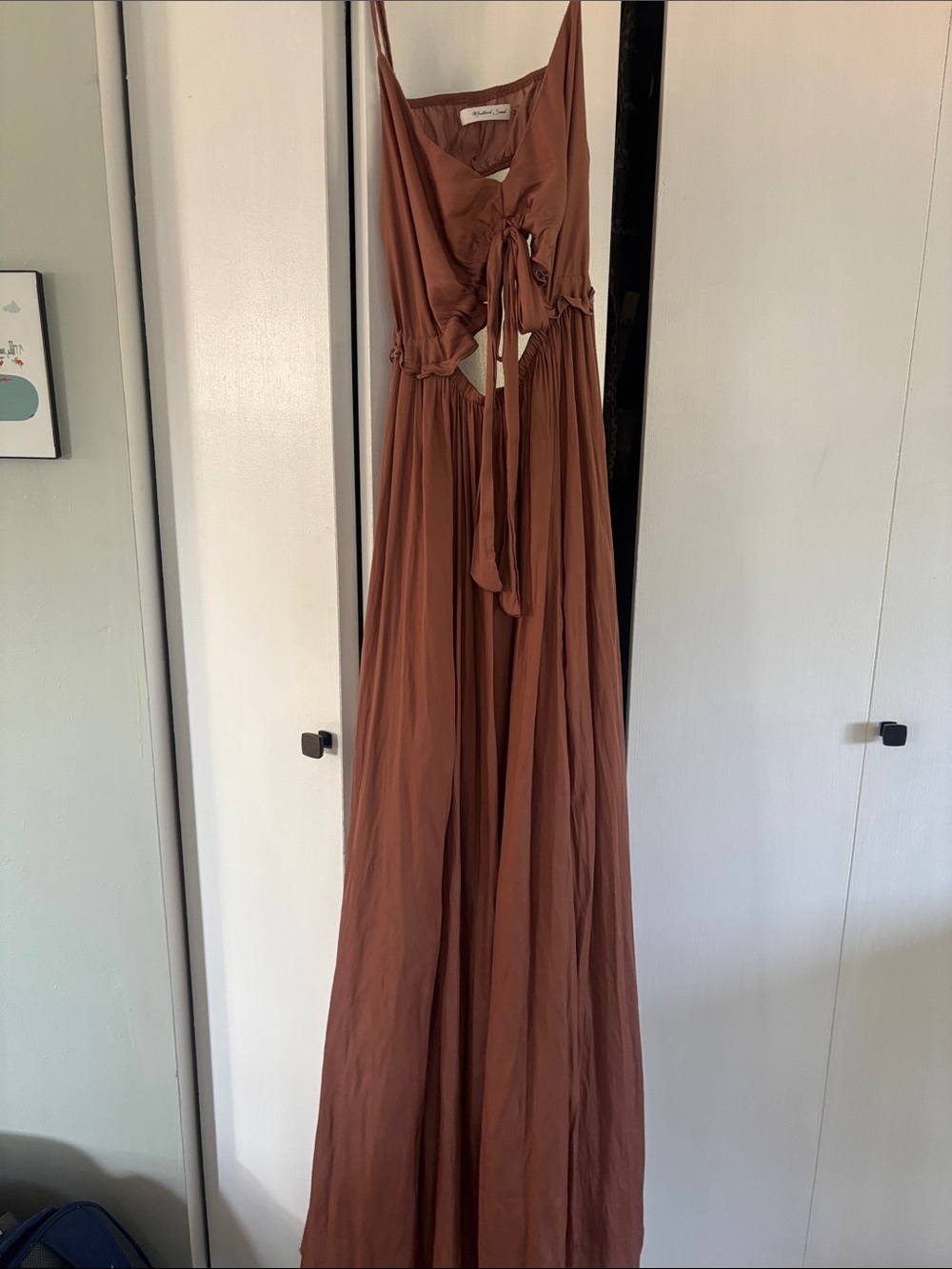 Mustard Seed Rust Brown Tie-Front Maxi Dress